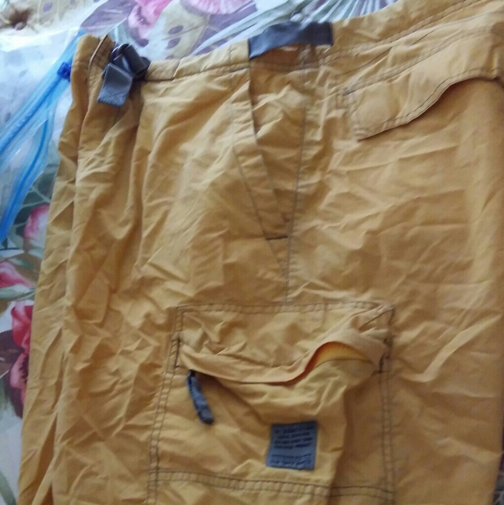 Yellow cargo shorts